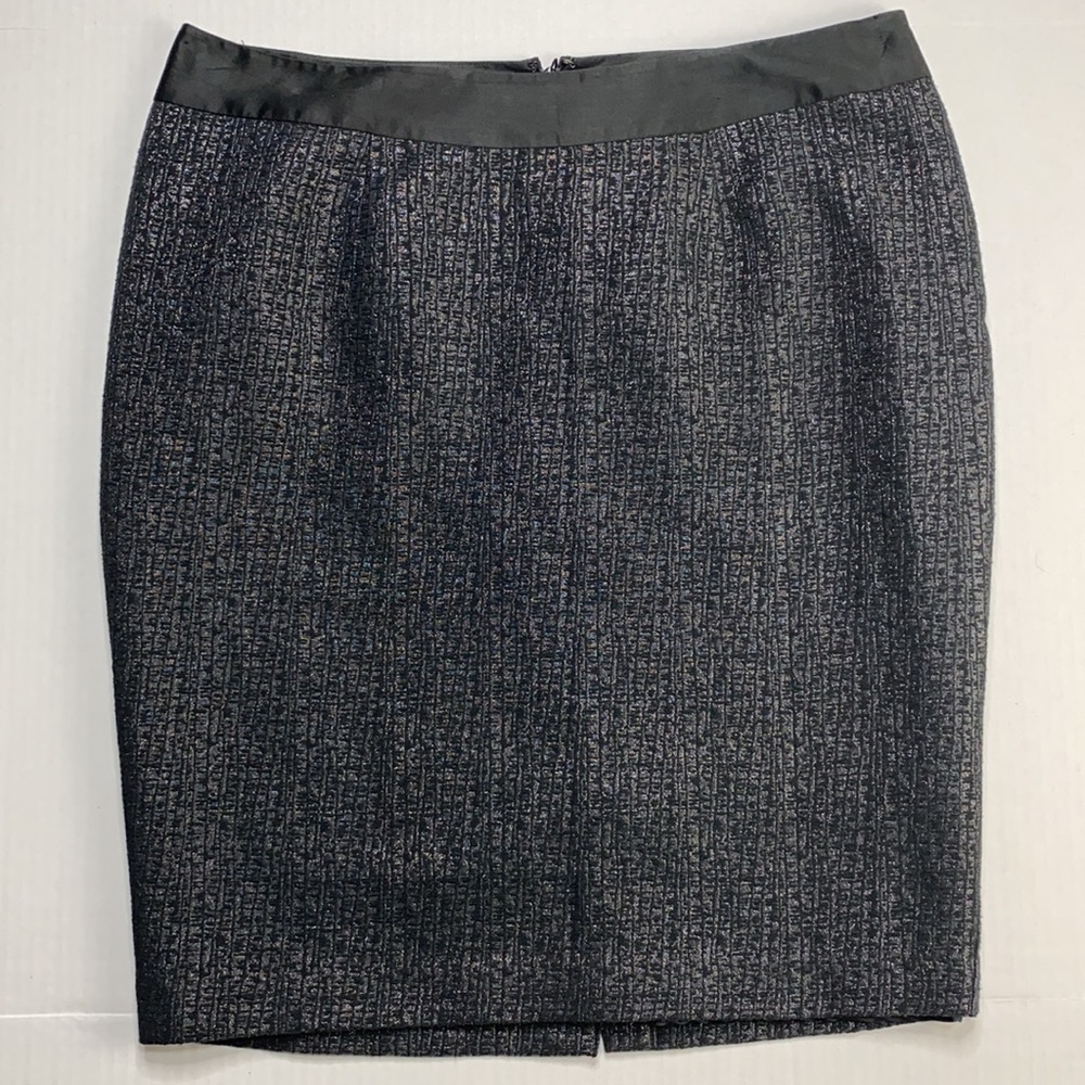 Lane Bryant Women’s Plus Size Black Silver Pencil Skirt Satin Trim Waist
